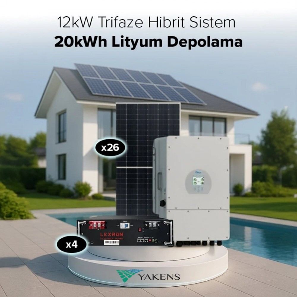 12 Kw Trifaze Hibrit Hazır Solar Paket (Sistem 4) Lexron